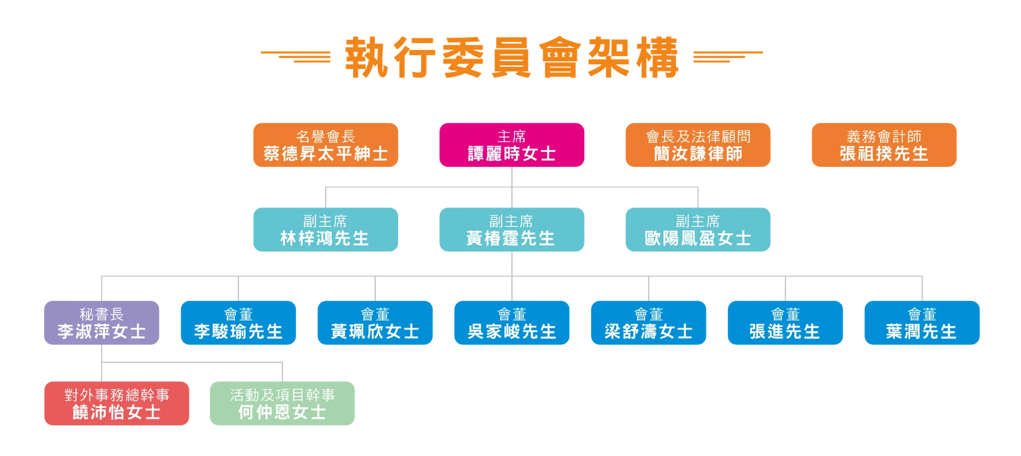 香港青少年全人發展協會執行委員會架構圖